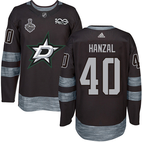 Men Adidas Dallas Stars 40 Martin Hanzal Black 1917-2017 100th Anniversary 2020 Stanley Cup Final Stitched NHL Jersey